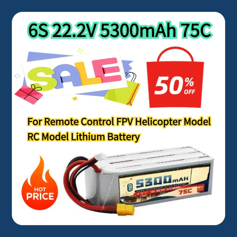 Per telecomando FPV modello di elicottero modello RC batteria al litio 6S 22.2V 5300mAh 75C