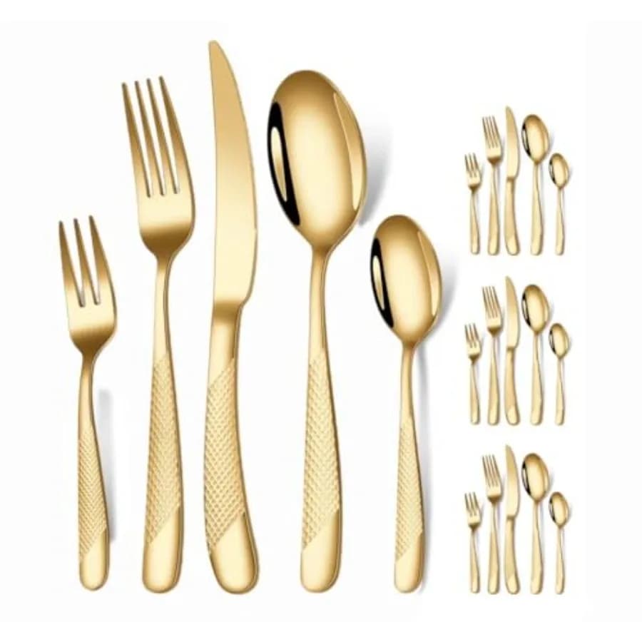 Set di 20 Pezzi di Posate in Acciaio Inossidabile - Posate con Coltello/Cucchiai/Forgiatoio - Servizio di Posate per Cucina, H