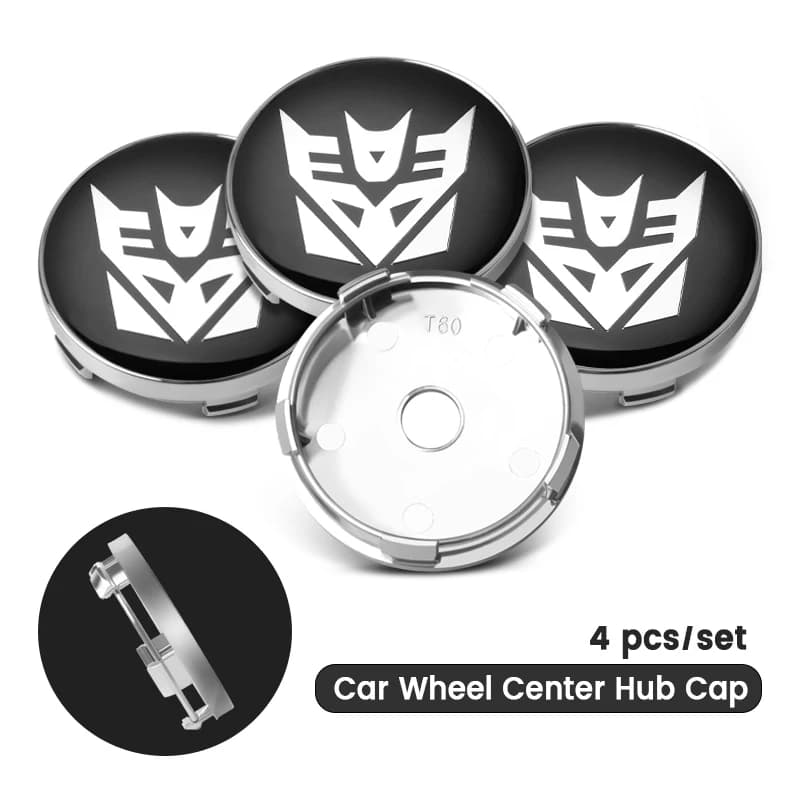4pcs 60mm Transformers Logo Emblem Car Wheel Center Caps Rim Hubcaps Wheel Hub Center Dust Cover Replace Car Accessories