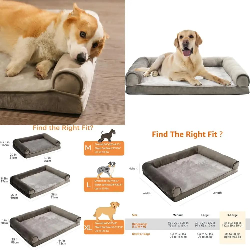 Cuccia per cani extra large in memory foam con gel rinfrescante, allevia la pressione, antiscivolo, rivestimento lavabile, adatta a cani fino a 40 kg, color tortora