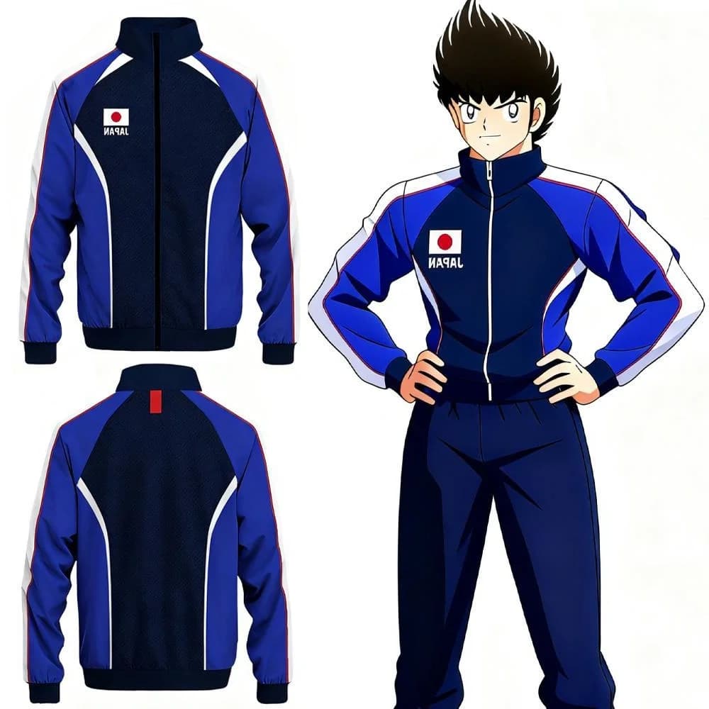 Giacca con bandiera giapponese Capitan Tsubasa anime 3D Autunno e inverno Costume cosplay Atom Giacca con colletto alla coreana personalizzabile unisex