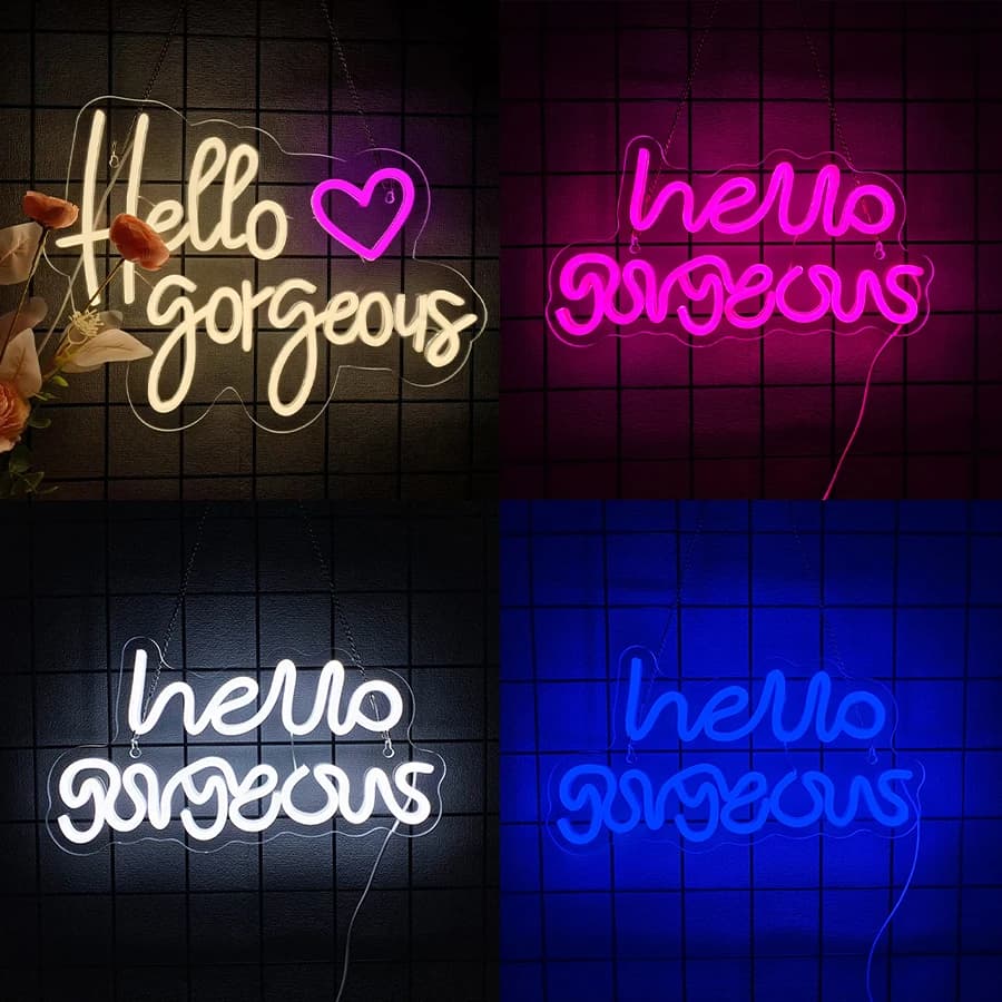 Insegna al neon della serie Hello Gorgeous per decorazioni murali, insegna luminosa per addio al single, compleanno, festa di fidanzamento, decorazioni per matrimoni, camera da letto