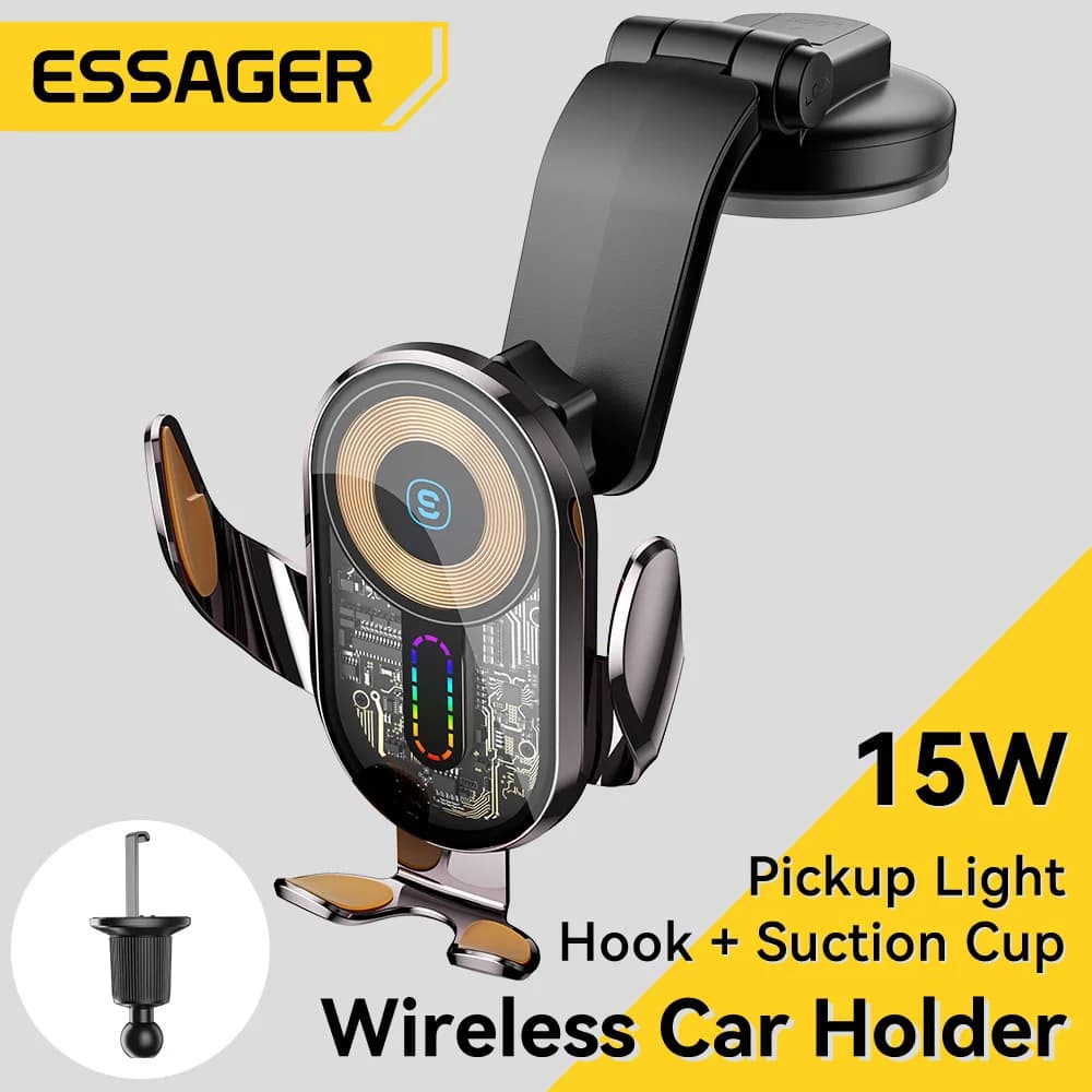 Caricabatterie Wireless per Auto Essager supporto per telefono con montaggio automatico stazione di supporto per presa d'aria per iPhone 15 14 13 Samsung Xiaomi 15W ricarica rapida