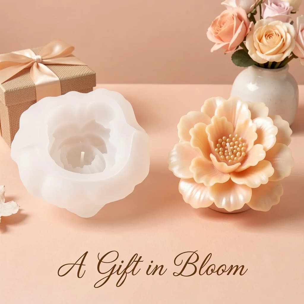 Stampo in silicone IVORELLE a forma di fiore in fiore, stampo per cera a petali stratificati per candele aromaterapiche, facile da sformare