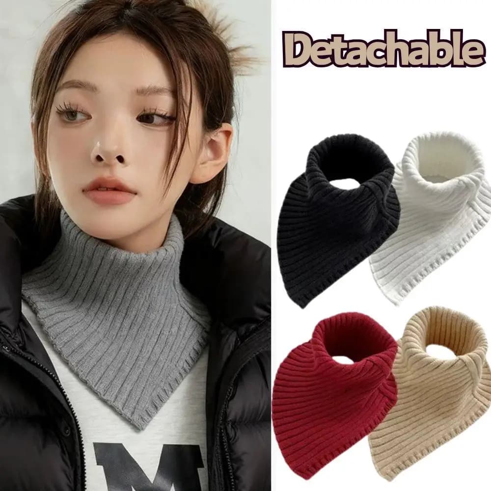 Moda Autunno Inverno Sciarpa con colletto finto lavorato a maglia Donna Dolcevita elastico caldo Scaldacollo Sciarpa antivento staccabile bianca nera