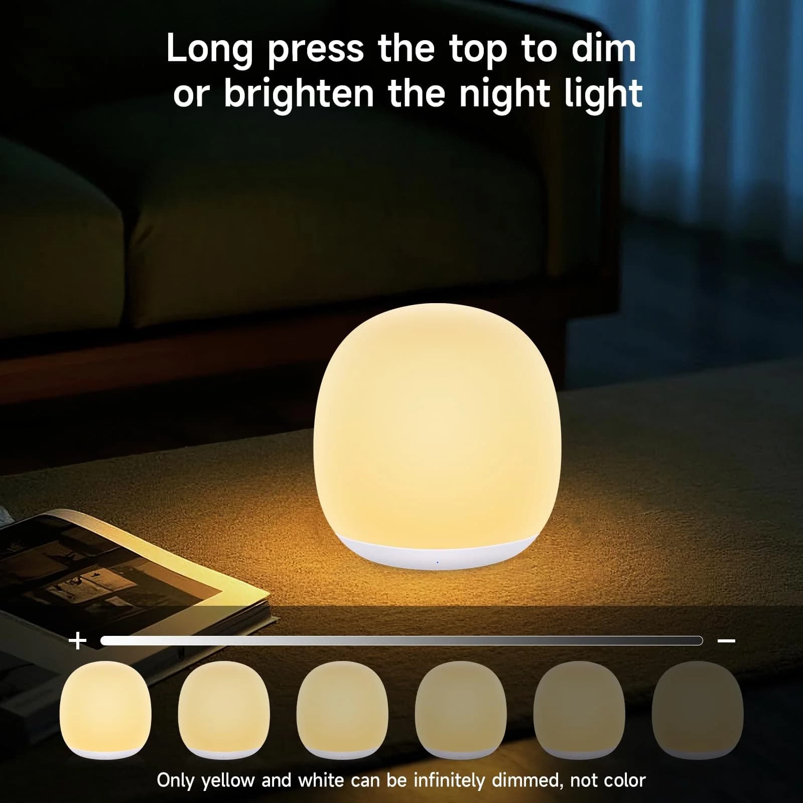 Lampada Notturna per Cameretta con 8 Colori RGB Cangianti, Luce Notturna per Bambini in Silicone Morbido con Dimmerazione Graduale per Stanza dei Bambini e Allattamento