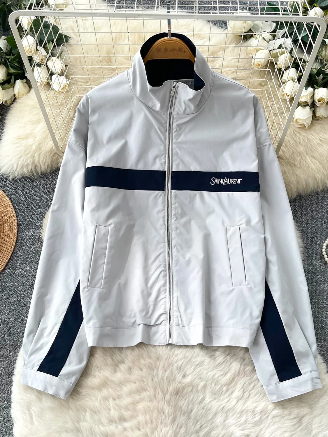 Casual Style Color Block Stand Collar Loose Women's Jacket Short Zipper Sport Coat Commute Fashion Spring Autumn Top