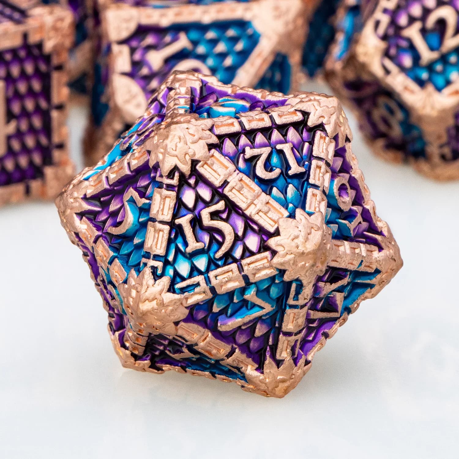 Set di Dadi in Metallo Blu Viola per D&D, D20, Dungeons & Dragons, Gioco di Ruolo da Tavolo, Dadi Poliedrici per D&D