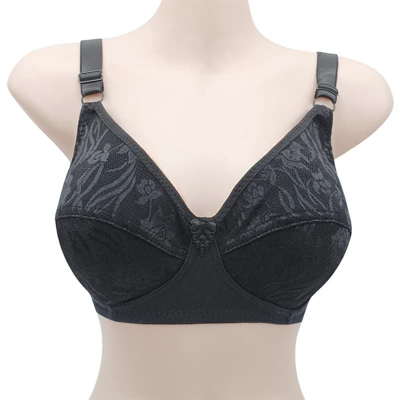 B C Cup Thin Embroidered Lace Bra Comfortable Wire-free Breathable Bras Full-coverage Underwear for Everyday