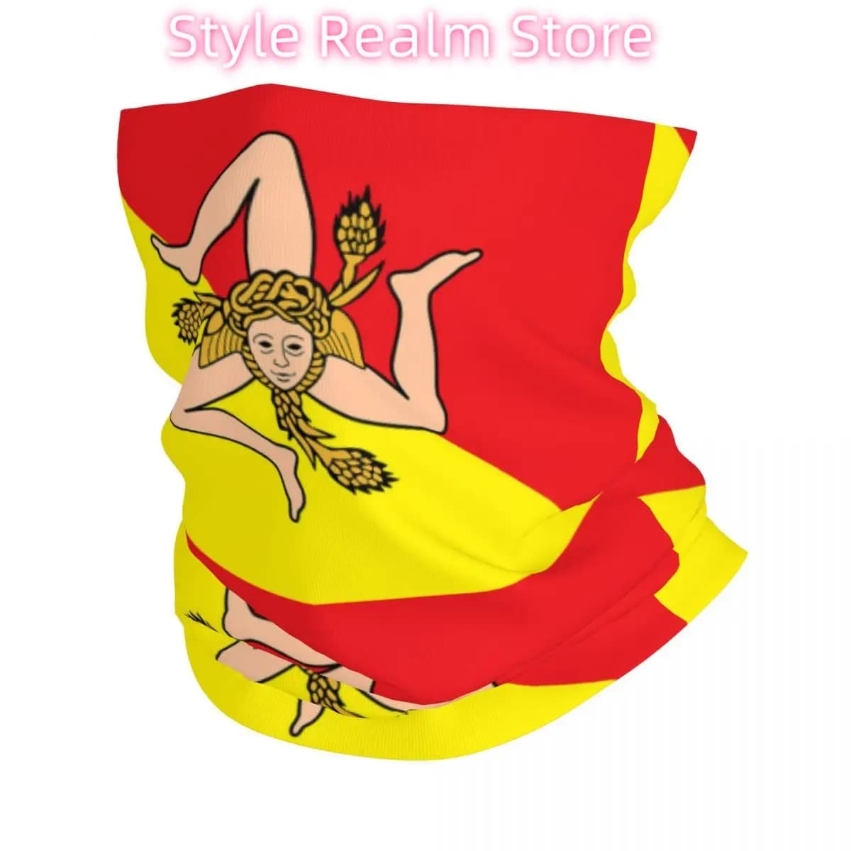 Copricollo Bandana con bandiera dell'Italia della Sicilia, maschera avvolgente stampata, sciarpa, copricapo multiuso, corsa, unisex, adulto, antivento