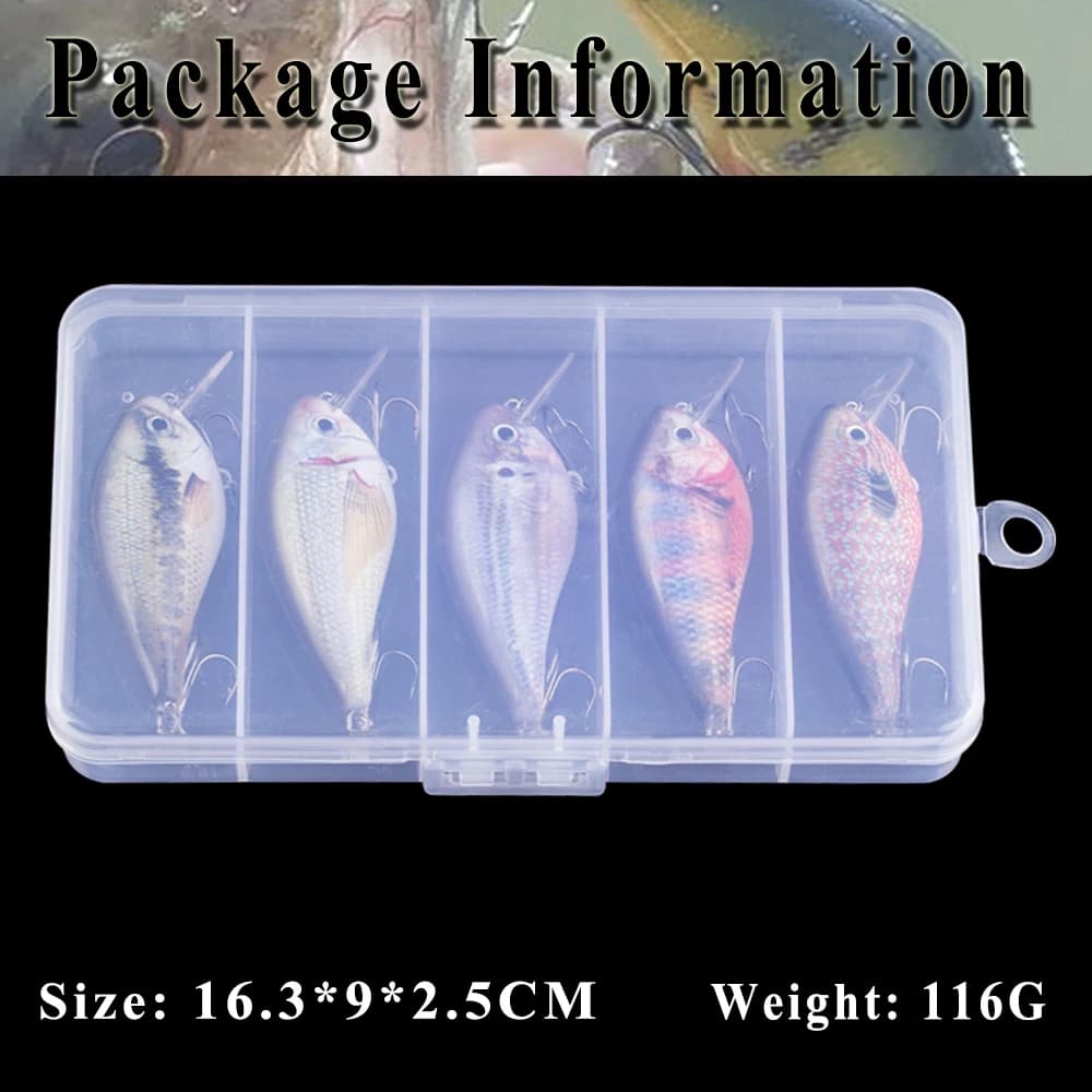 Set of Crankbait Floating Chan's Huang 5 Pieces / Box, Crankbait at Labbro Square 2.95 Inches 0.44 Once, Artificial bait kit for Bass, Persico and Luccio