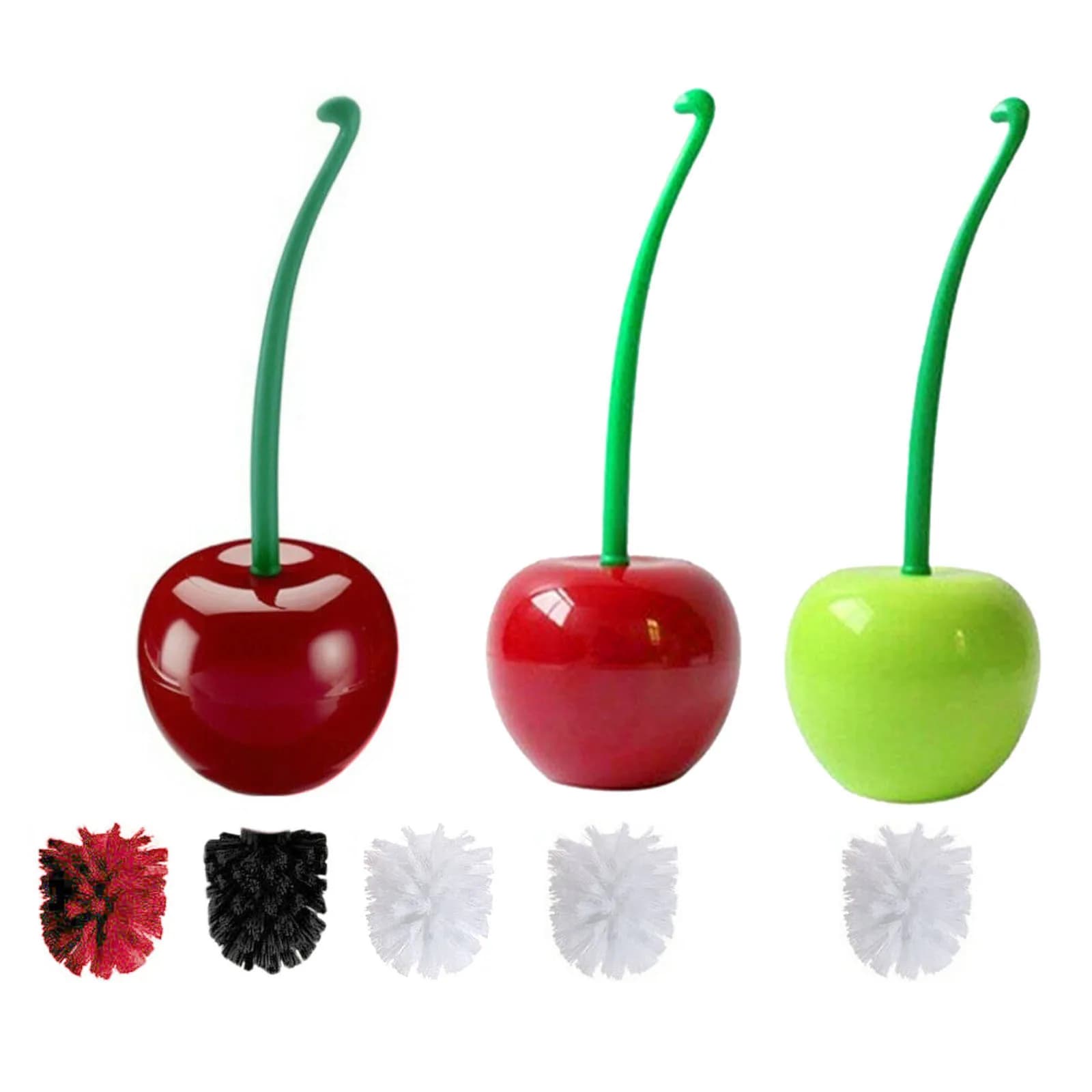 Set di pennelli da toilette creativi pennello a forma di ciliegia/mela adorabile Scrub carino testa spessa accuratamente pulita commode vino rosso verde bianco