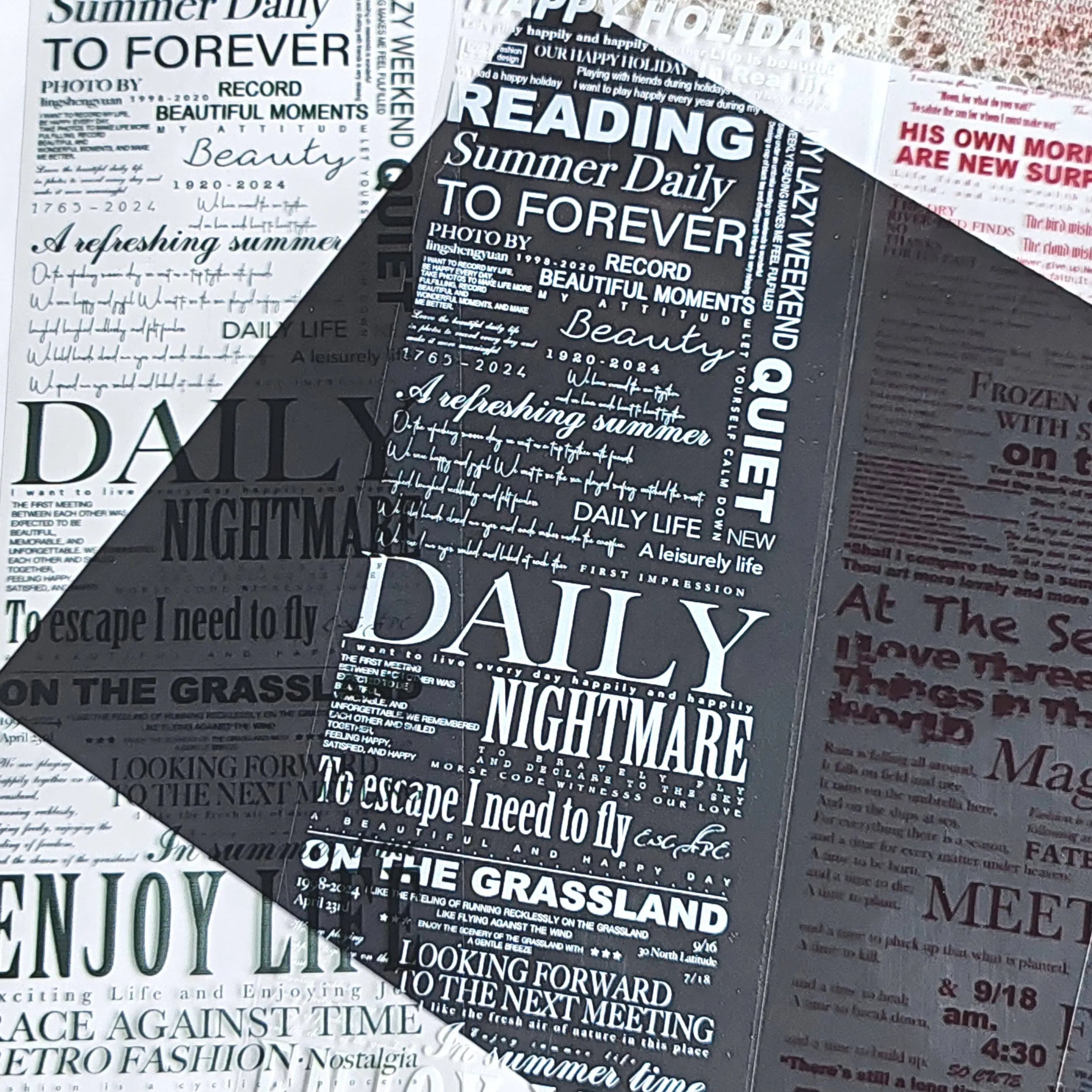 Magazine English Text Washi Tape Decorative Stickers For Journal Scrapbooking Layout Collage Decoration