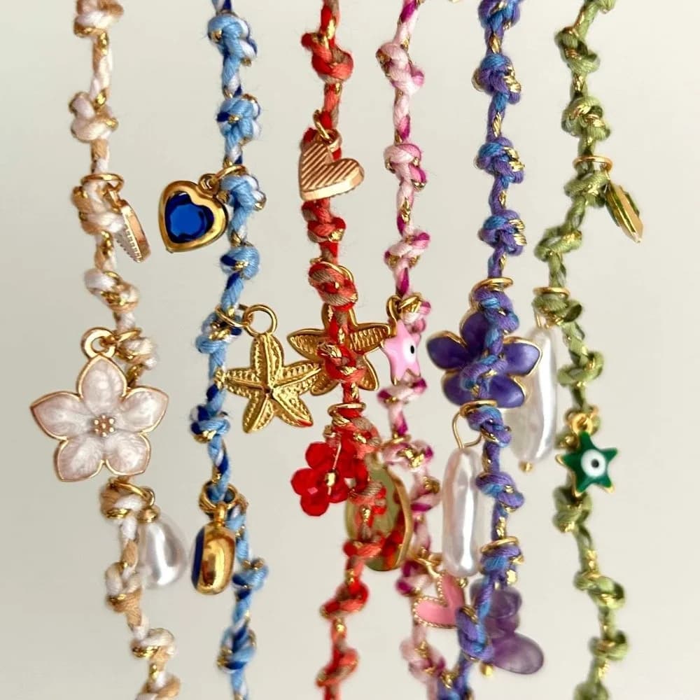 New Boho Knotting Rope Chain Starfish Turtle Charm Pearl Pendant Sun Clavicle Chain Gifts