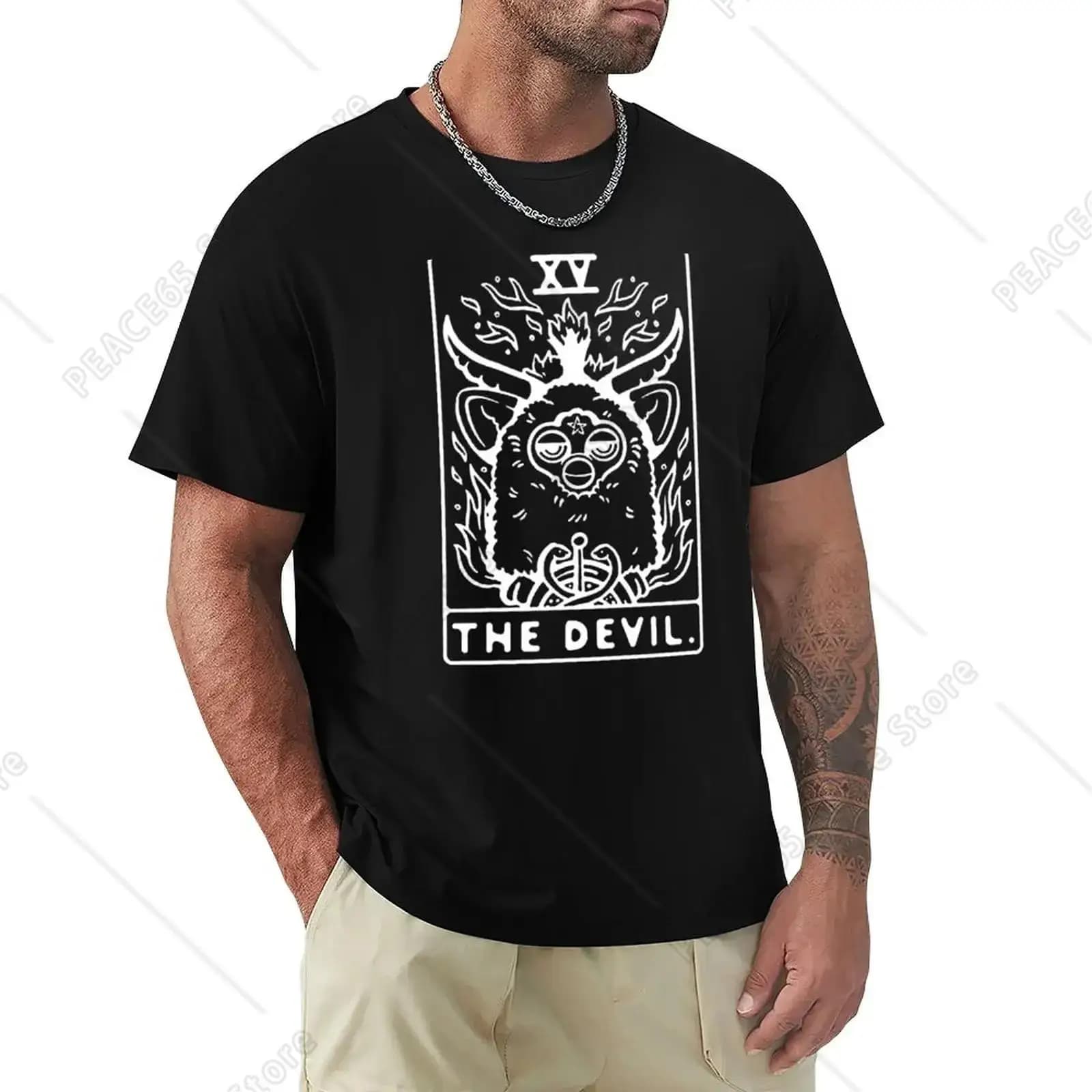 The Devil Tarot Card Furby t-shirt ad asciugatura rapida Sweat Mens Graphic t-shirt grande e alta manica corta in cotone morbido