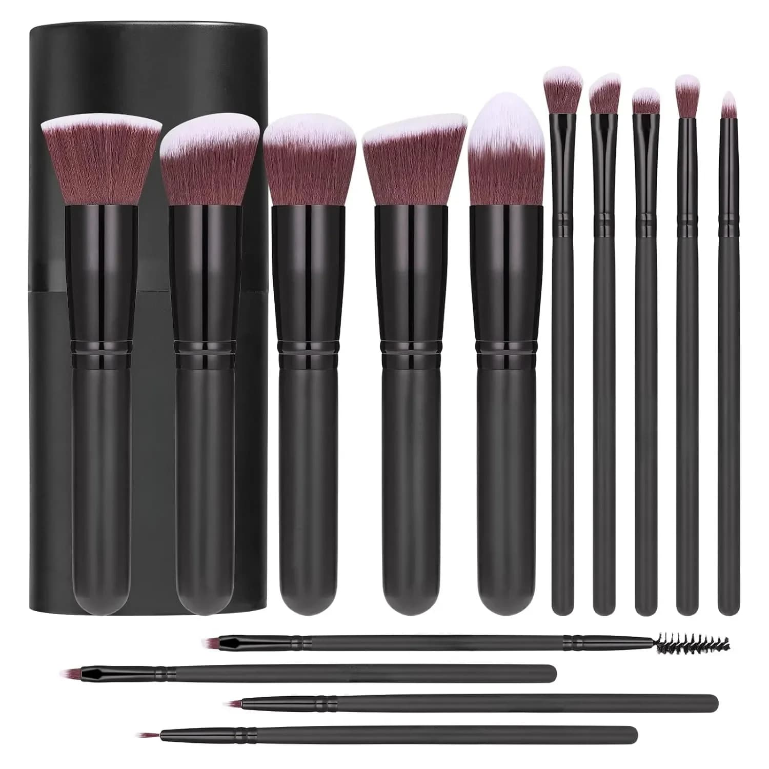 Set of 14-piece makeup brushes, soft and soft foundation, contour concealer, lip shade, snail brushes for women, cosmetic beauty tools
