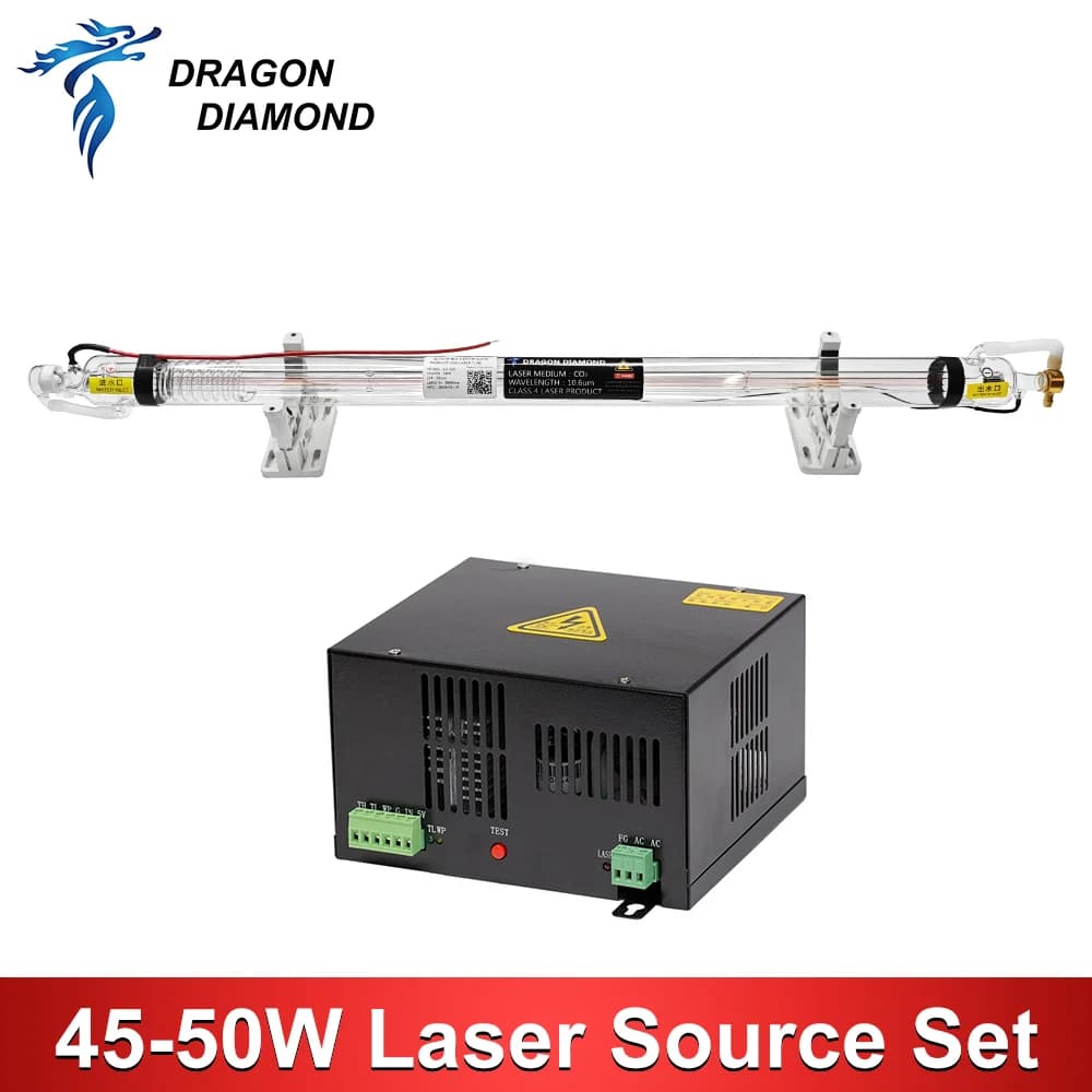 45W-50W Set sorgente Laser Co2 tubo Laser Dia.50mm lunghezza 800mm + HY-T50 alimentatore Laser per macchina da taglio per incisione Laser CO2