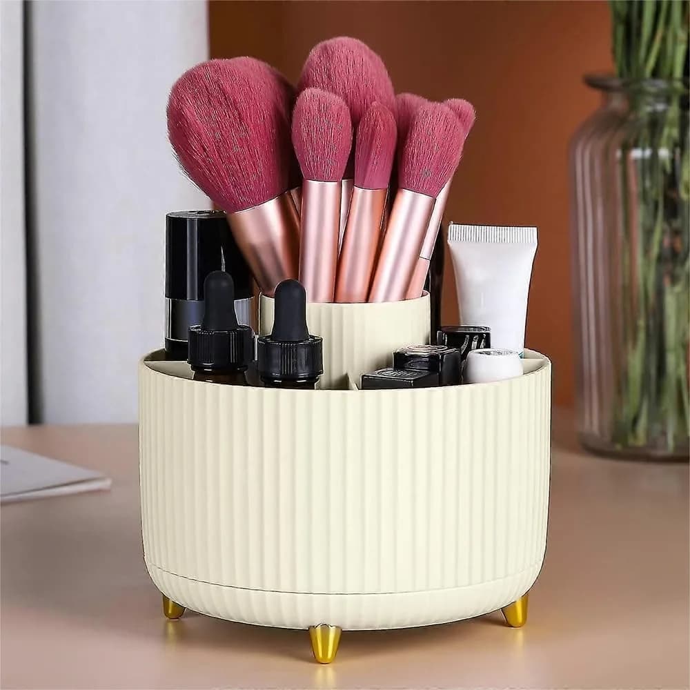 Makeup Brush Organizer with Large Compartments for Vanity Desk and Bathroom Storage