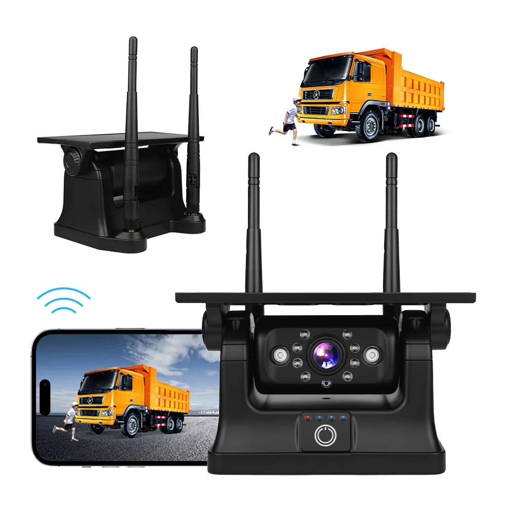 Solar Powered Dash Cam Wireless Rear View Camera 35M Mobile 2.4G WiFi for IOS Android 9600mAh Battery Waterproof Night Vision