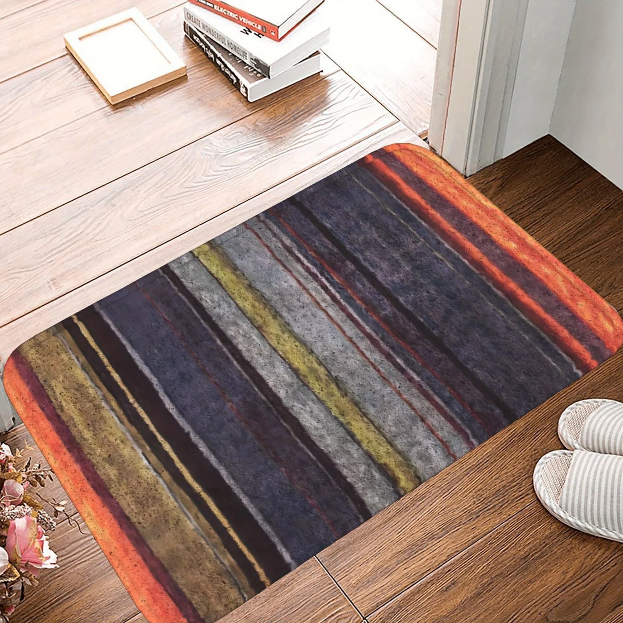 1PC Parallel Clor Bands Kitchen Mat Anti-slip Mat Bathroom Mat Pop Design Bath Mat House Mat Laundry Decoreree