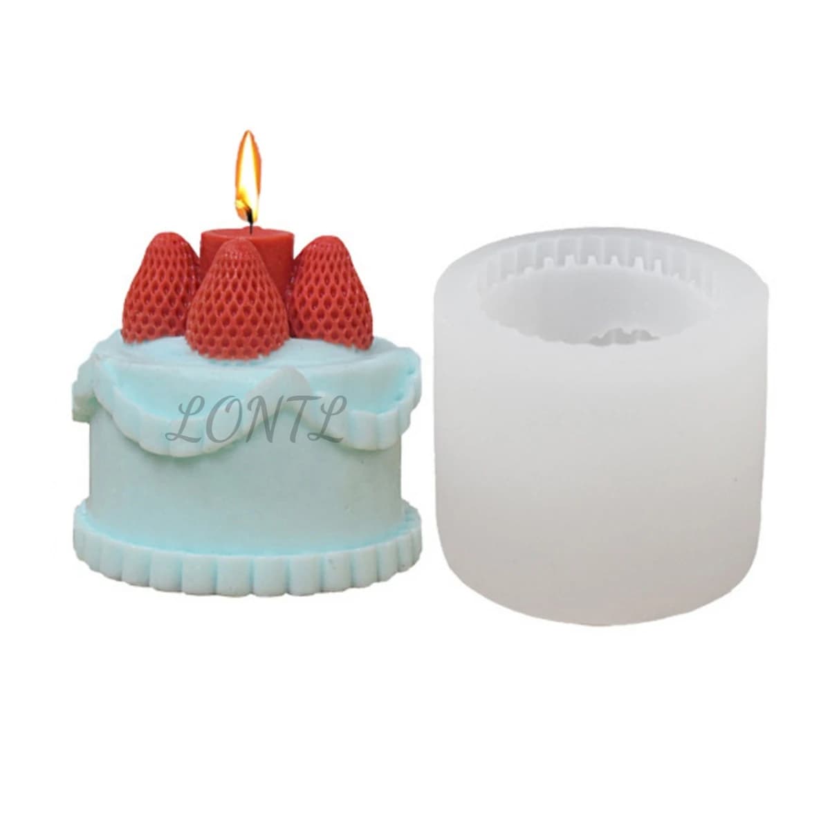 Stampo per candele in silicone a forma di torta di fragole 3D fai da te fatto a mano al cioccolato sapone gesso epossidico strumenti per la creazione di cubetti di ghiaccio molud