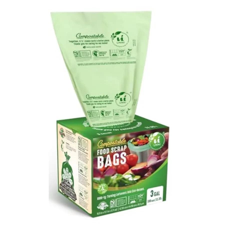 Sacchetti per Rifiuti Compostabili, 11,5 L, Confezione Convenienza, Extra Spessi 0,71 Mil, Sacchi per Rifiuti Alimentari da Cucina, Certificati BPI, CMA e OK