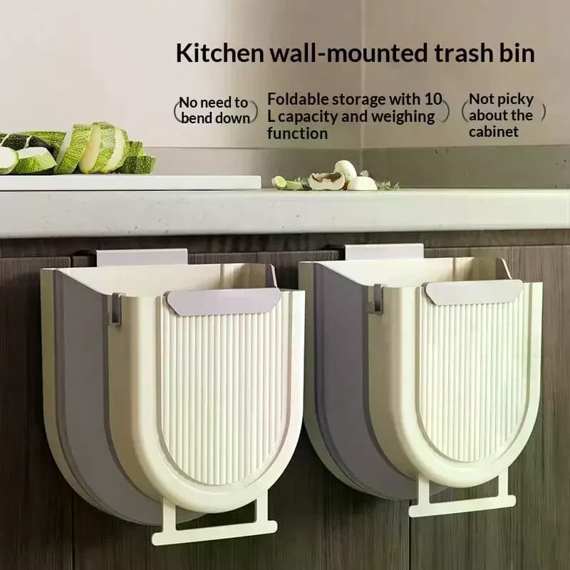 10L Hanging Kitchen Trash Can Collapsible Foldable Small Garbage Compost Bin Under Sink Waste Bin Space Saver