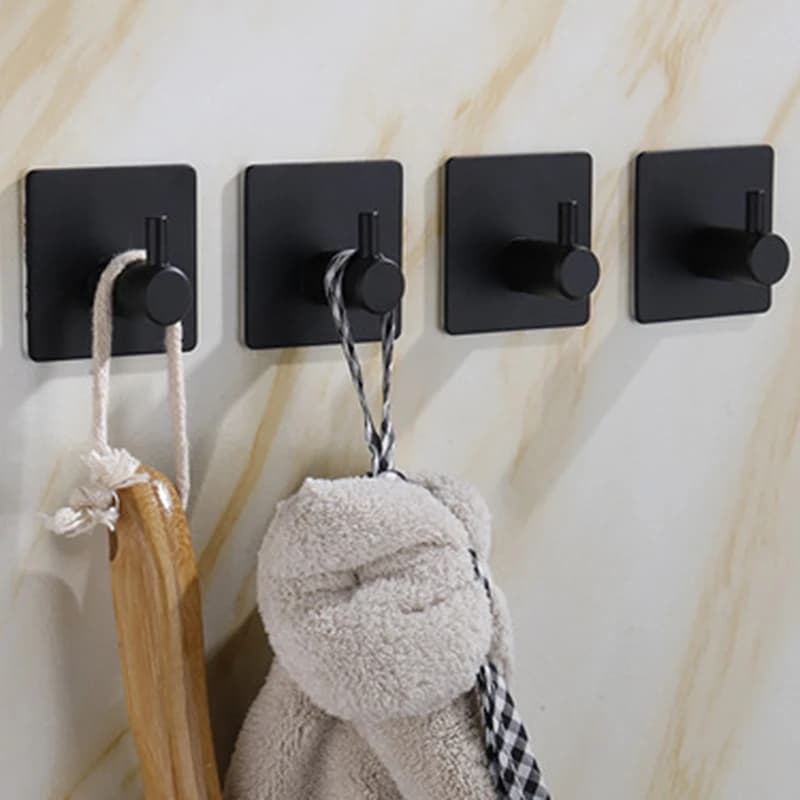 Durevole gancio singolo per vestiti e cappelli, senza punzonatura, Agrafe, montato a parete, creativo, in metallo, adesivo forte, accessori per il bagno
