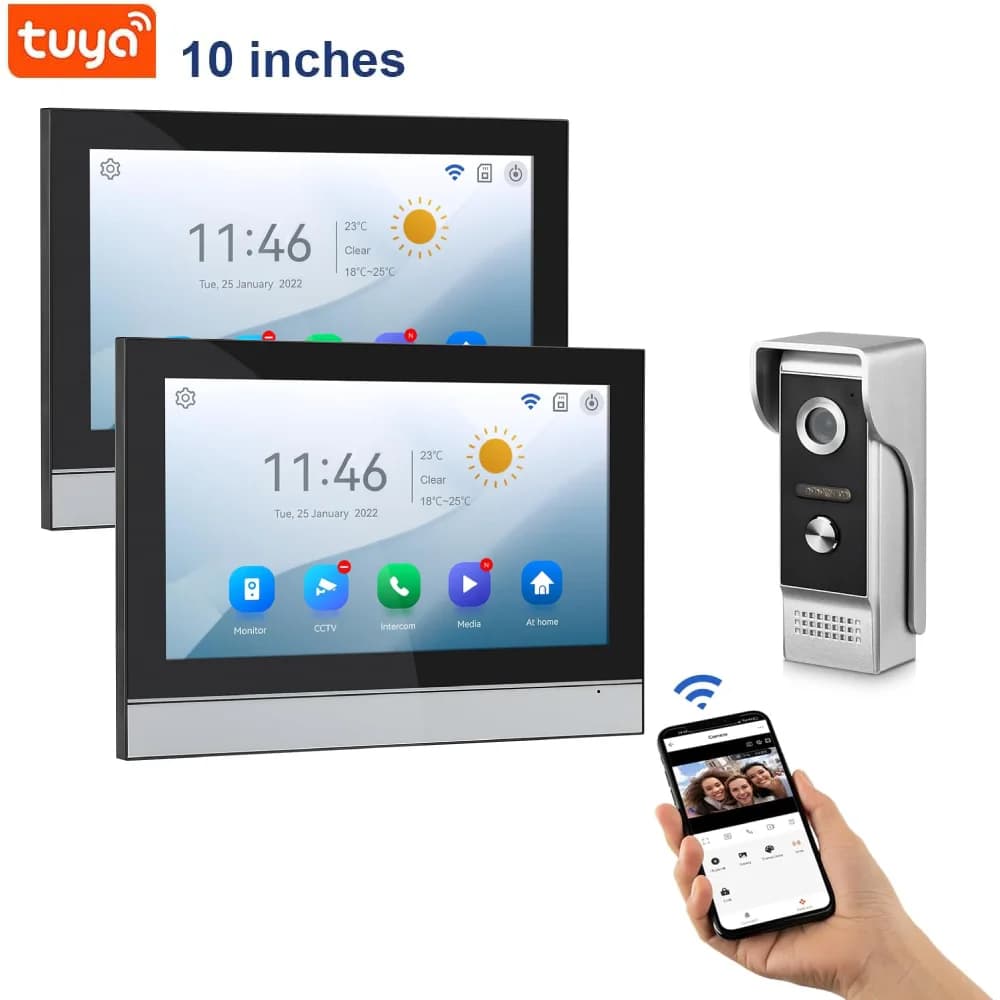 Tuya WiFi Sistema di campanello video cablato Telecamera per campanello video HD da 10 pollici 1080P con registrazione APP Kit telecamera per campanello per casa intelligente