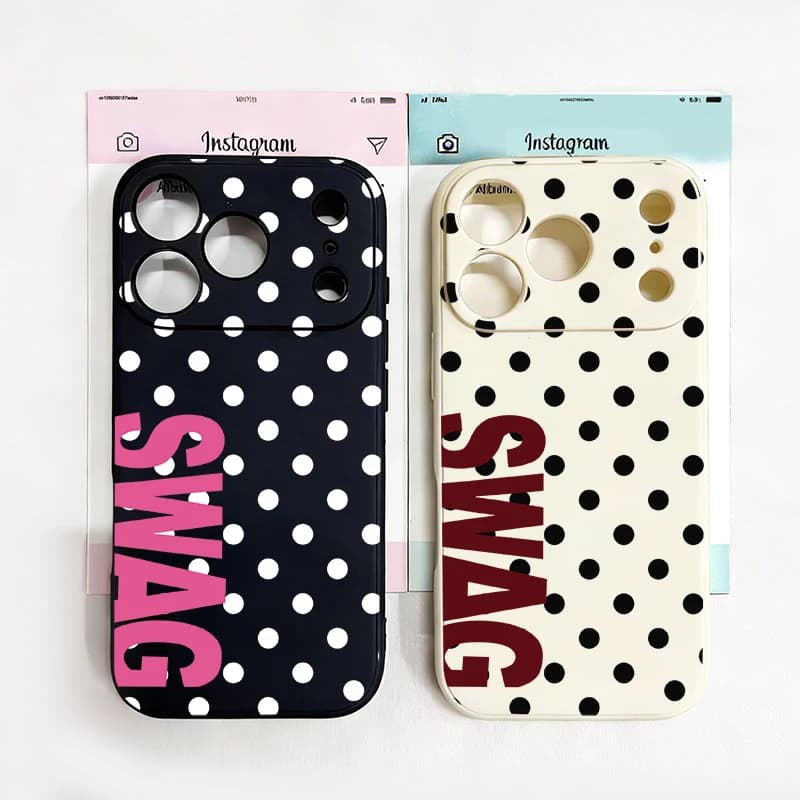 Fashion Pink Wine Red Letter Swag Phone Case For iPhone 16 7Air 17 Pro 15 14 13 12 11 XR XS Max 7 8Plus Soft Silicone Cover Capa