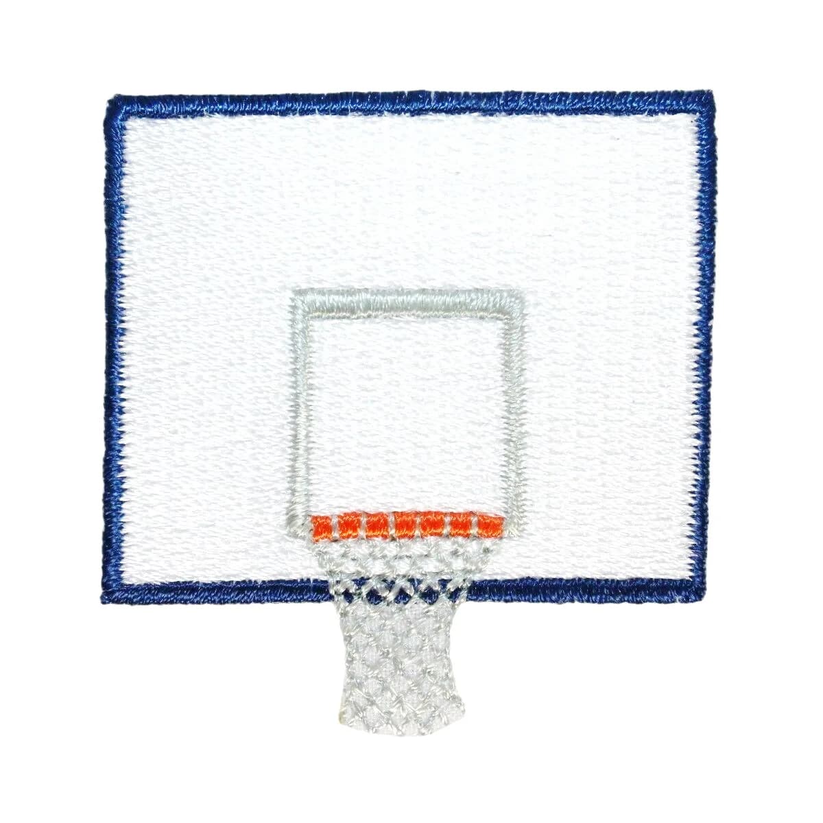 Applicazione Ricamata Termoadesiva a Forma di Tabellone da Basket e Rete Sportiva, ≈5.5*6cm