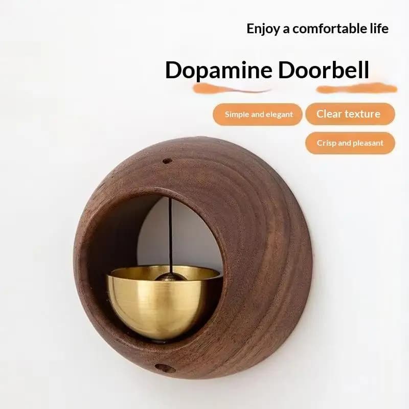 1 Pcs Round Bell Black Walnut Wood Hanging Doorbell Wind Chimes Decor Wooden Magnetic Door Bell Entrance Opening Chime