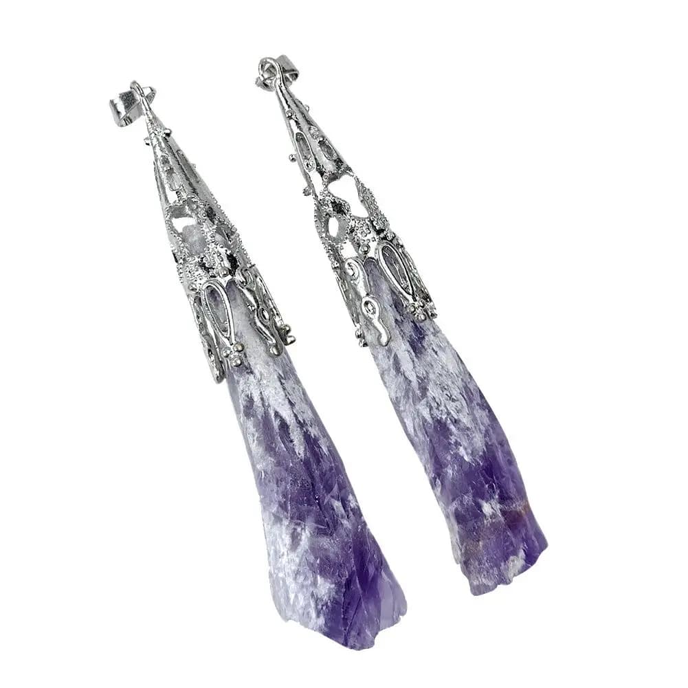 Ciondolo con ametista Druzy grezza naturale, cristallo, punto di quarzo, chakra, guarigione, meditazione, bacchetta, pendolo, creazione fai da te, collana, gioielli, regalo