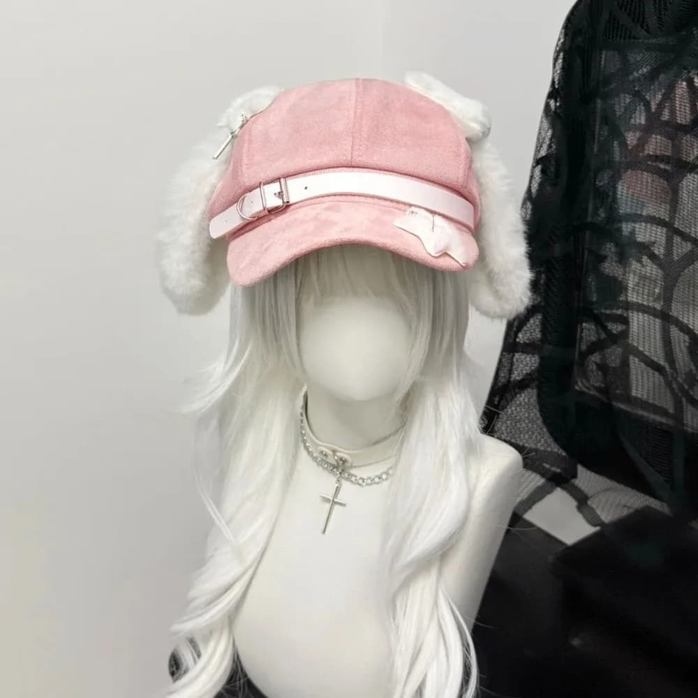 Japanese Style Cat Ears Dog Ears Beret Lolita Soft Fabric Newsboy Cap Y2k Gothic Octagonal Hat Daily Outfit