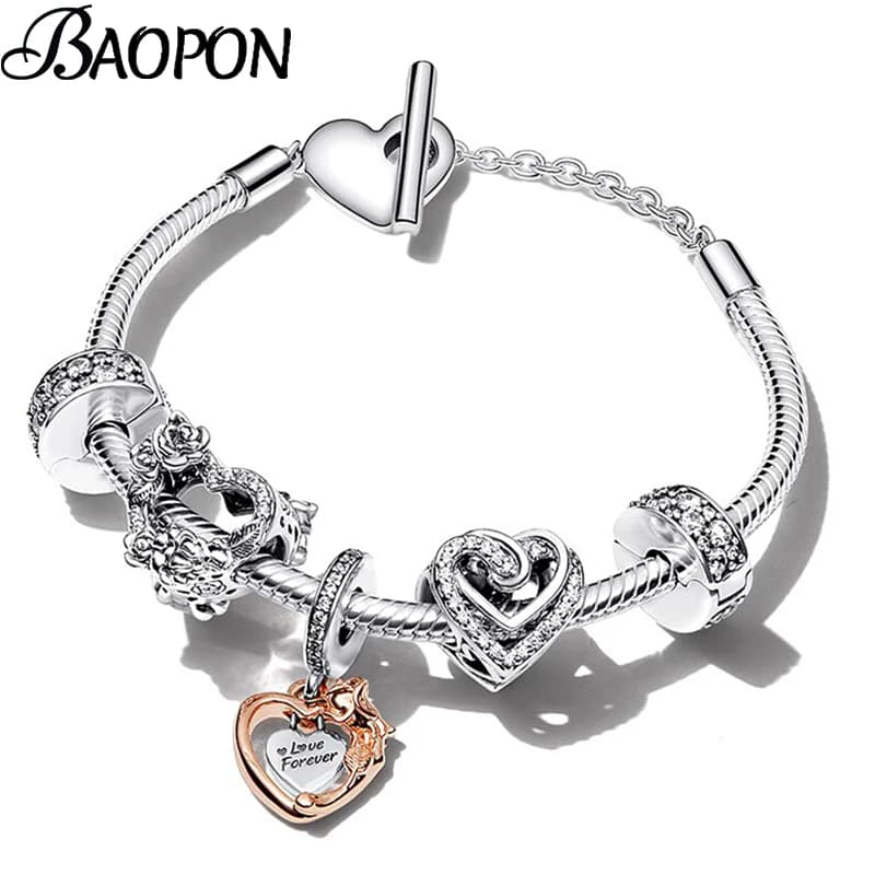 Braccialetto di cristallo dei branelli del cuore del braccialetto di fascino della catena di modo OT per il regalo dei gioielli della fidanzata degli uomini delle donne Offerta speciale Dropshipping