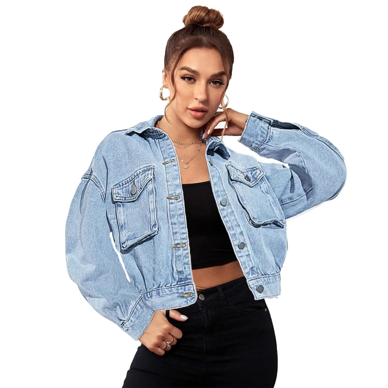 2023 autunno inverno nuova giacca di Jeans per le donne moda manica lunga Jeans corti cappotto Casual abbigliamento donna XS-L