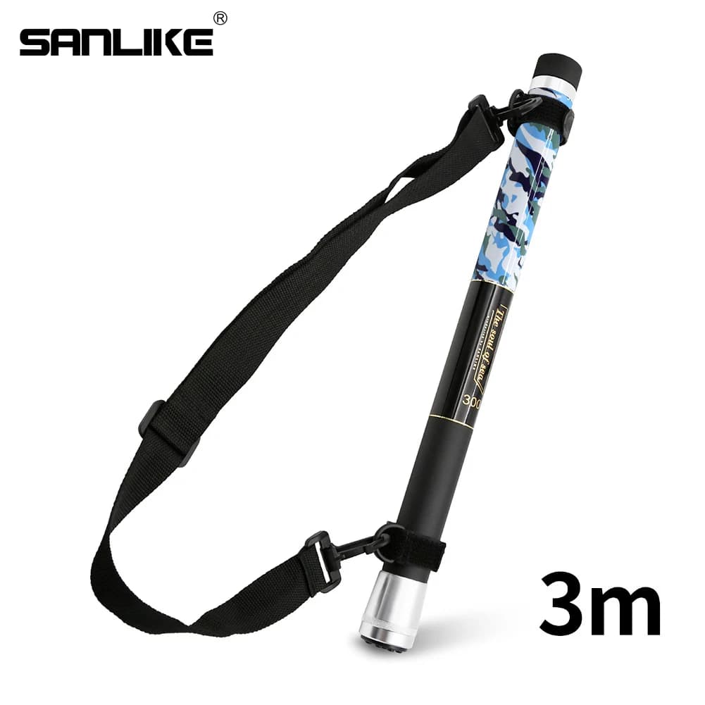 SANLIKE Maniglia a rete retrattile in fibra di carbonio mimetica 3M con tracolla Ultra leggera per strumento da pesca con connettore da 12 mm