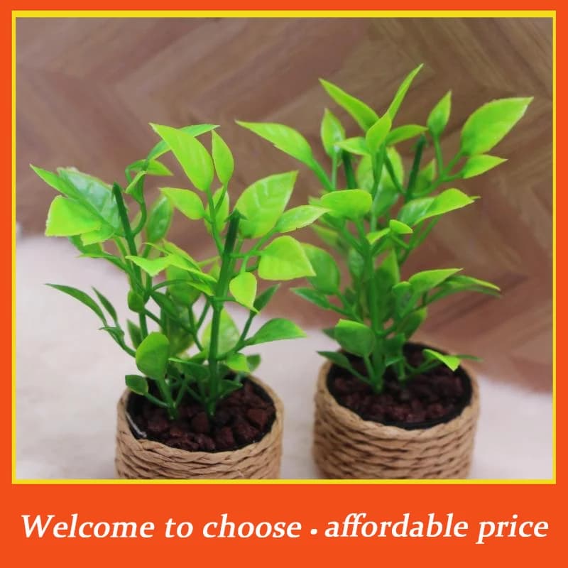 TH 1Pcs Home Garden Furniture Decor Toy 1:12 Dollhouse Miniature Orange Tree Potted Green Potted Plants Model