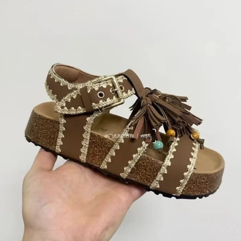 Nappa Donna Appartamenti Sandali con plateau Scarpe casual con perline Pantofole sportive estive 2025 Nuove scarpe da spiaggia open toe Donna Infradito