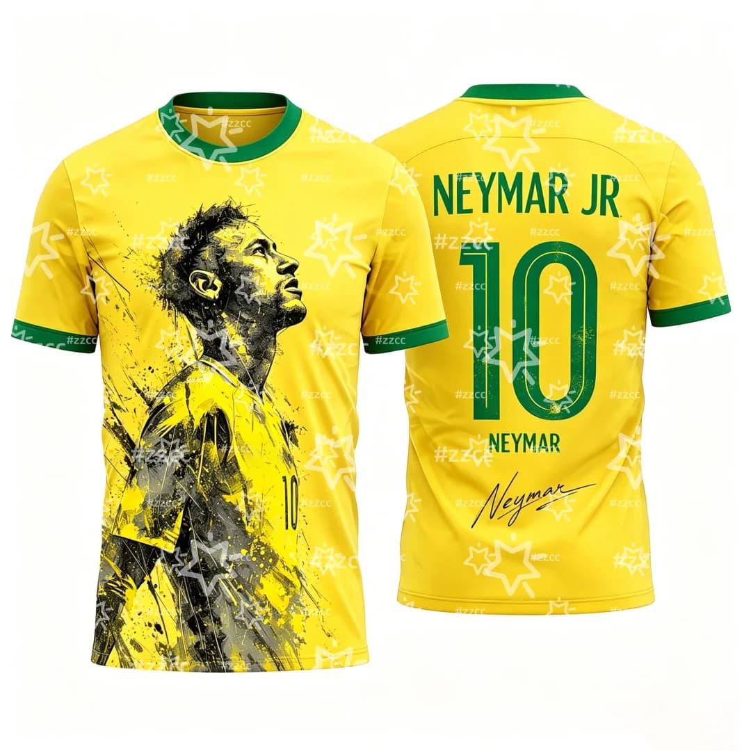 2026 Brazil Neymar Jr No.10 Football Jersey Match Training Kit Summer Sports Men's T-Shirt Kid's Clothing cycling jersey