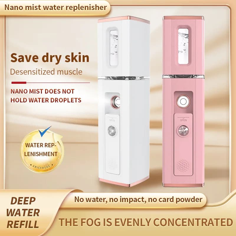 Nano Fog Facial Sprayer Ultrasonic Water Refill Meter USB Rechargeable Portable Water SPA Moisturizing Hydrating Face Sprayer