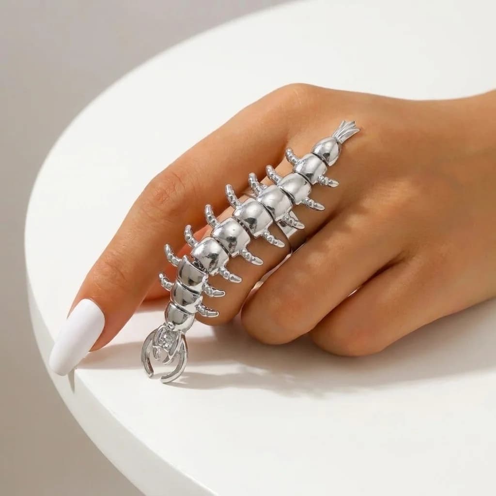 Unique Design Centipede Cartilage Jewelry Retro Style Stainless Steel Gothic Punk Stud Earrings Necklace Party Halloween Jewelry