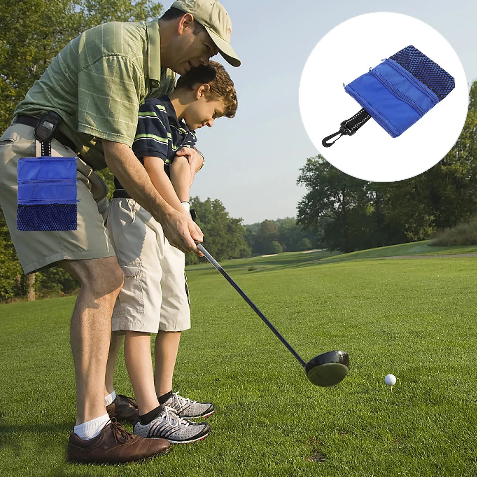 Borsa porta tee da golf impermeabile da 1 pezzo, custodia per palline resistente con scomparto con cerniera e tracolla regolabile per sport all'aperto