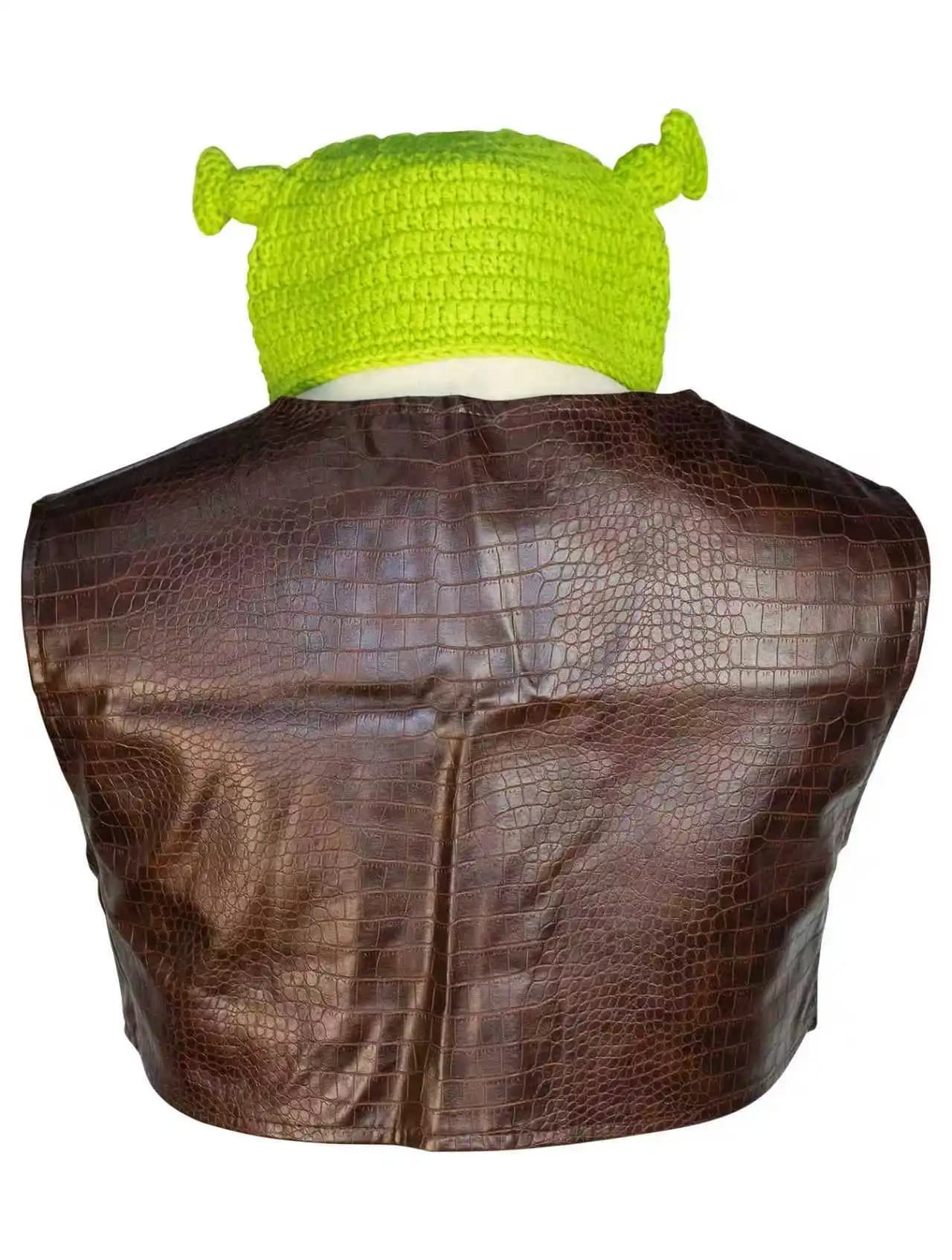 Halloween Shrek Mostro Shrek Cosplay Costume da spettacolo teatrale Cappello verde Giacca Cappotto di pelle