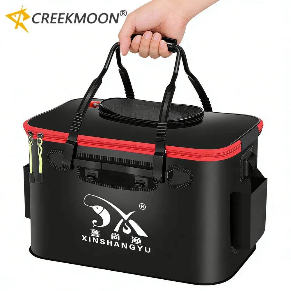 Nuova Borsa da Pesca in EVA, Secchio Pieghevole per Pesci Vivi, Contenitore d'Acqua per Campeggio, Bacinella, Borsa Porta Attrezzi 30-50cm