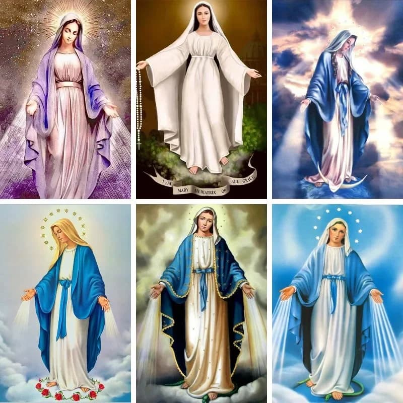 Trapano completo diamante quadrato ricamo vergine maria religione icona pittura diamante 5D punto croce mosaico pittura murale Decor