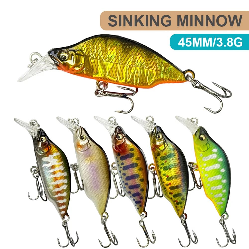 4.5 centimetri 3.8g Esche Da Pesca Affondamento Micro Minnow Wobbler Artificiale Esca Dura di Piccole Dimensioni Flusso Jerkbait Trota Bass Esca MN611