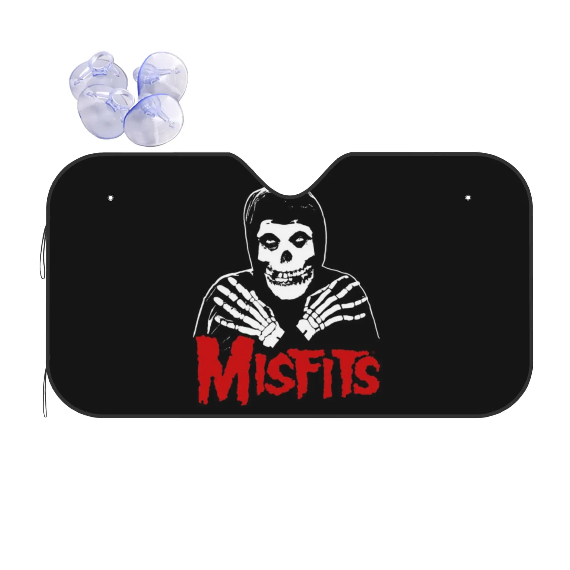 Windshield Sun Shade Car Punk Rock Misfits Solar Reflector Protector Visor Screen Heat Insulation Cover Cover Vehicle Windscreen