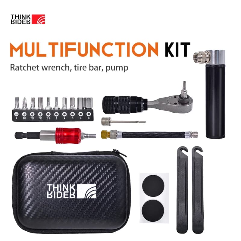TinkRider Set di borse per riparazione per attrezzi portatili per biciclette Kit di attrezzi multiuso per bici Kit di capsule per deposito bici da strada MTB Pompa da ciclismo