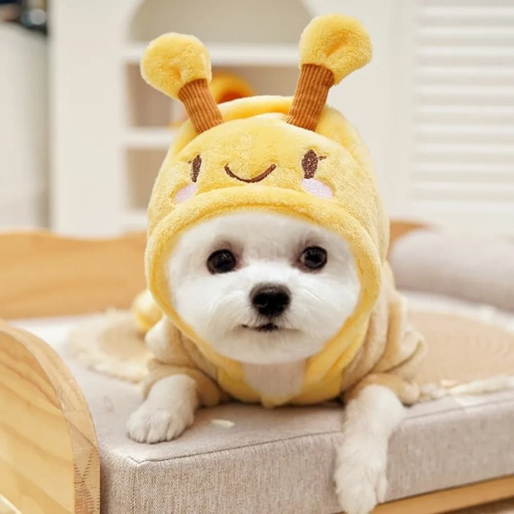 Felpe con Cappuccio Antivento in Pile per Cani, Abbigliamento Caldo a Quattro Zampe con Design a Ape, Comode Tute in Pile per Cani e Gatti